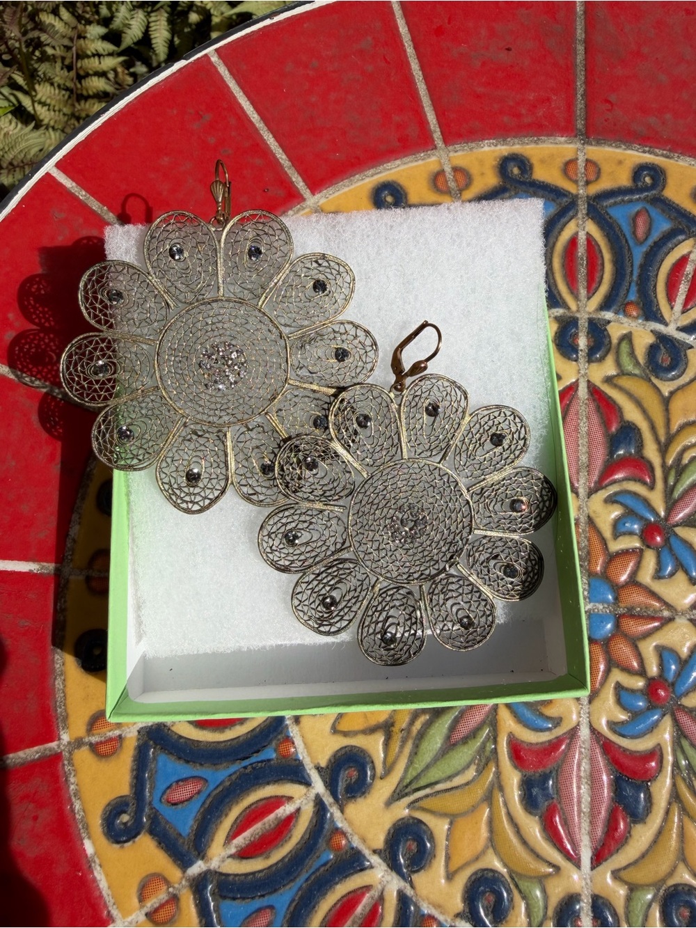 Catherine Popesco Gold Tone Filigree Floral Drop Earrings